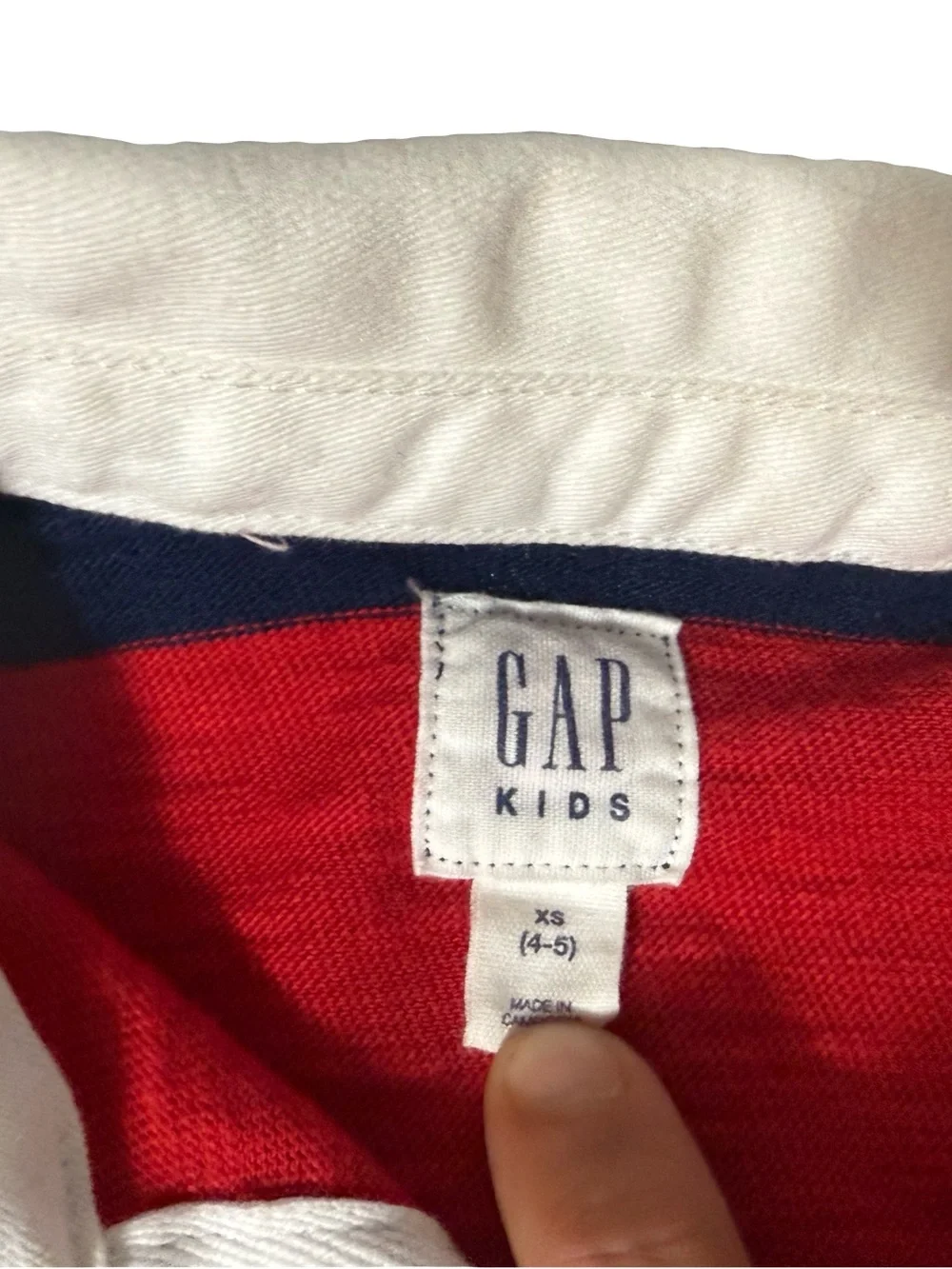 GAP Red and Navy Striped Rugby Polo with Number Patch